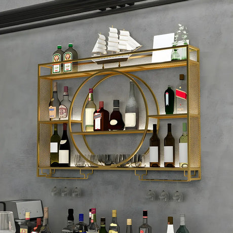 Modern Gold Heart Floating Wall Mounted Wine Rack Image - 2