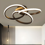 Modern Gold Interlocking Rings LED Flush Mount Light Image - 8