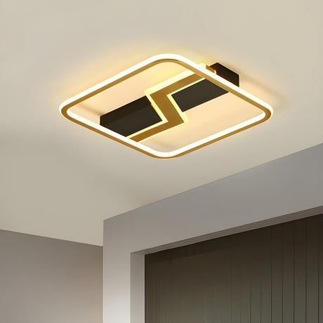 Modern Gold Lightning Square LED Flush Mount Light Image - 1