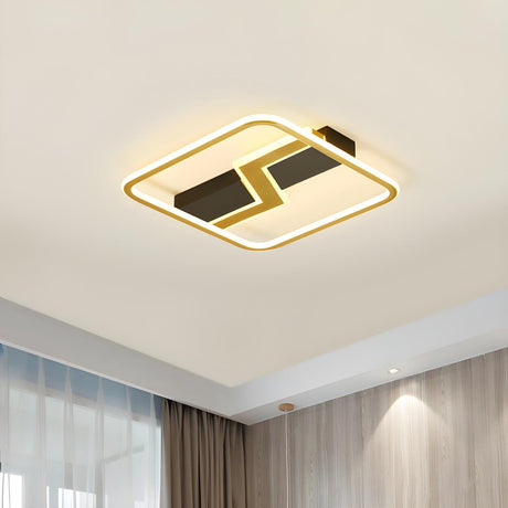 Modern Gold Lightning Square LED Flush Mount Light Image - 2