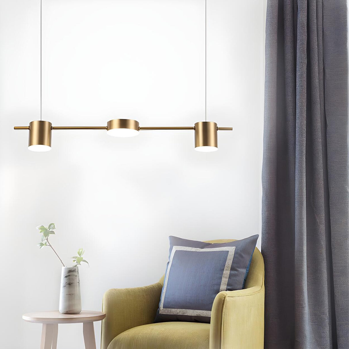 Modern Gold Linear Aluminum Island Dining Room Pendant Light Image - 1