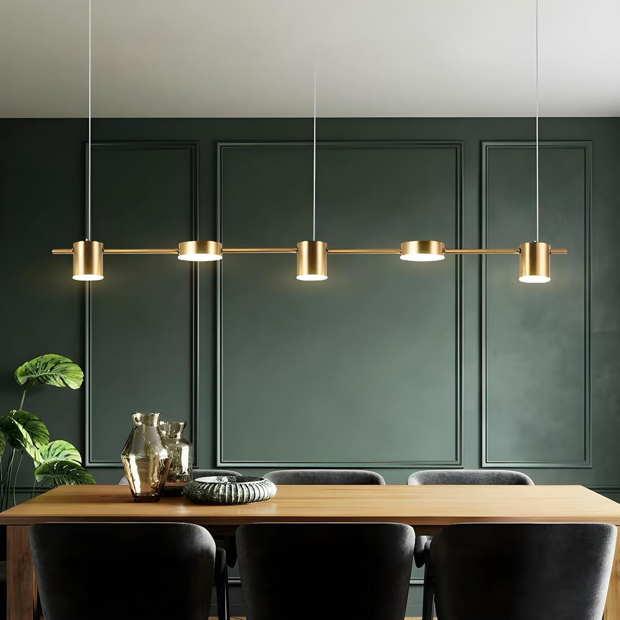 Modern Gold Linear Aluminum Island Dining Room Pendant Light Image - 4