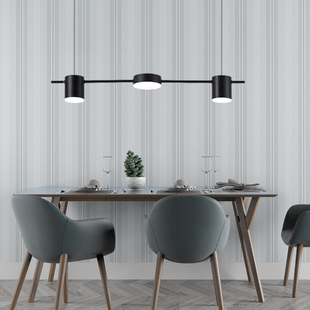 Modern Gold Linear Aluminum Island Dining Room Pendant Light Image - 8