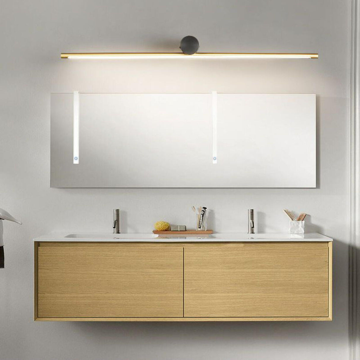 Modern Gold Linear LED Bathroom Vanity Wall Light Image - 8