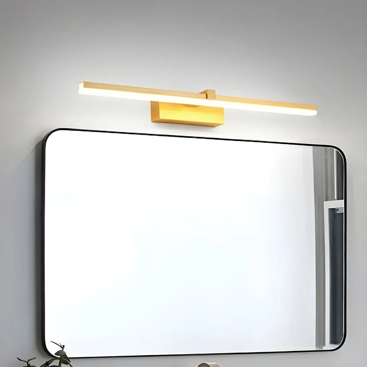 Modern Gold Metal Bar LED Wall Mount Vanity Light Image - 2