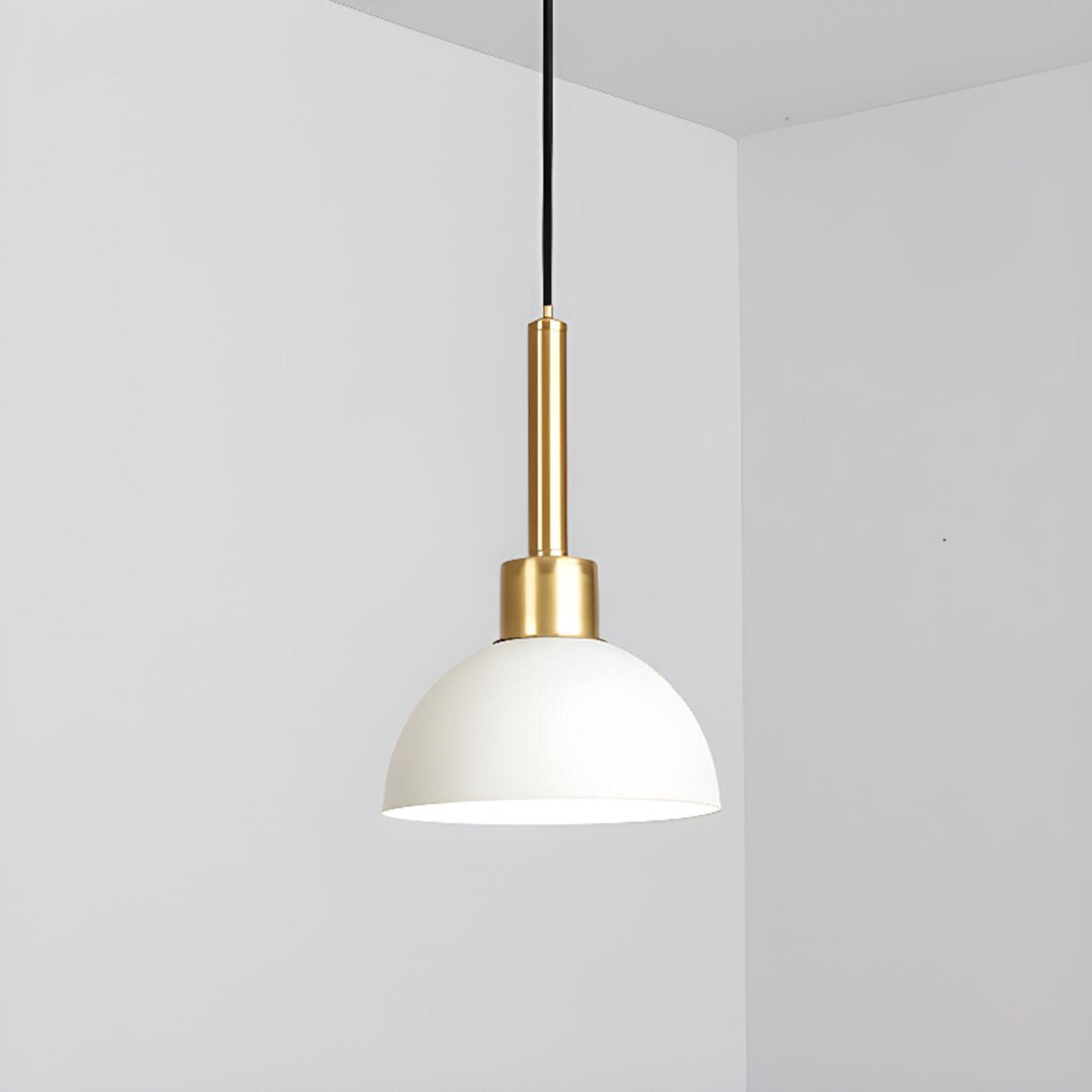 Modern Gold Metal Dome Pendant Light Flexible Length Image - 11