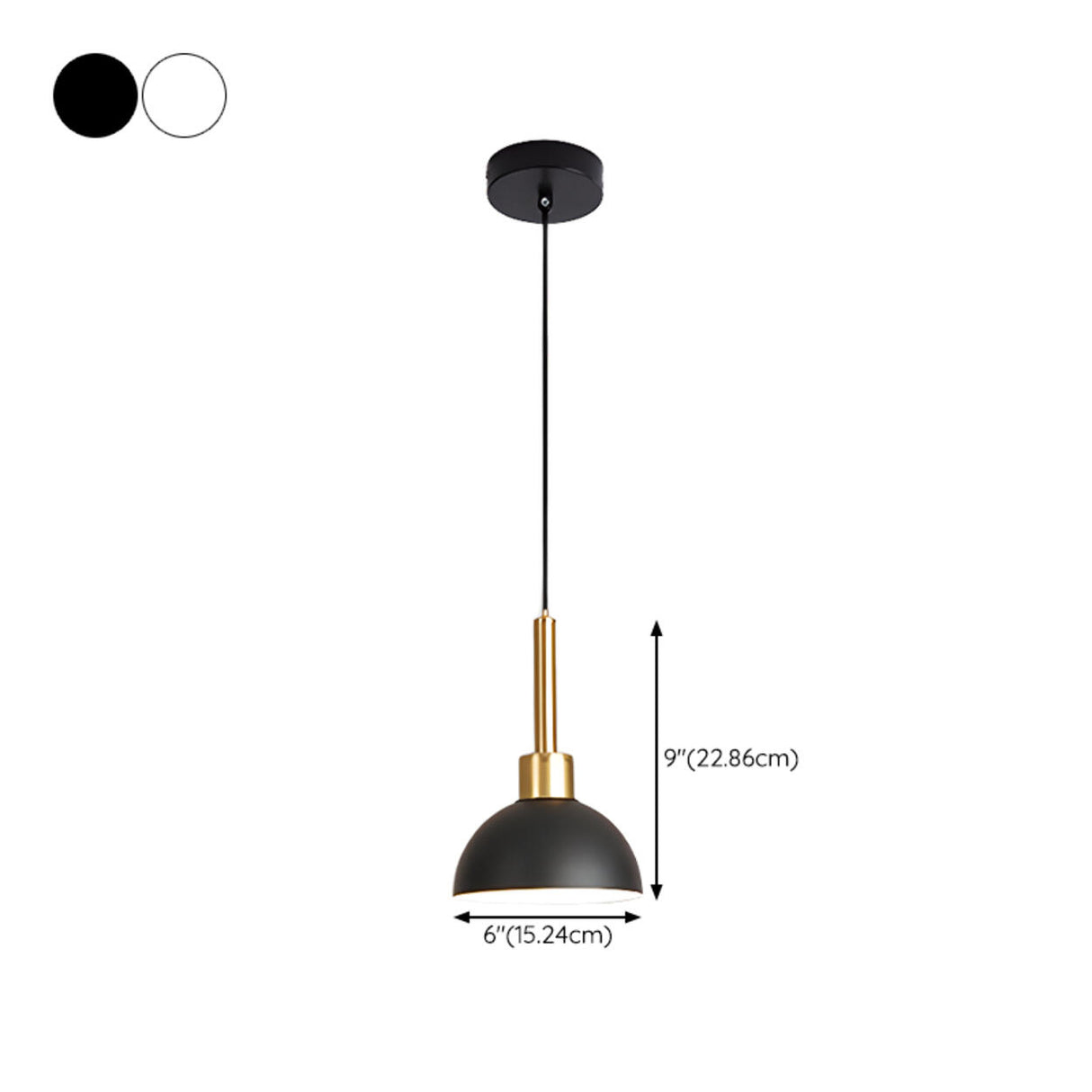 Modern Gold Metal Dome Pendant Light Flexible Length 