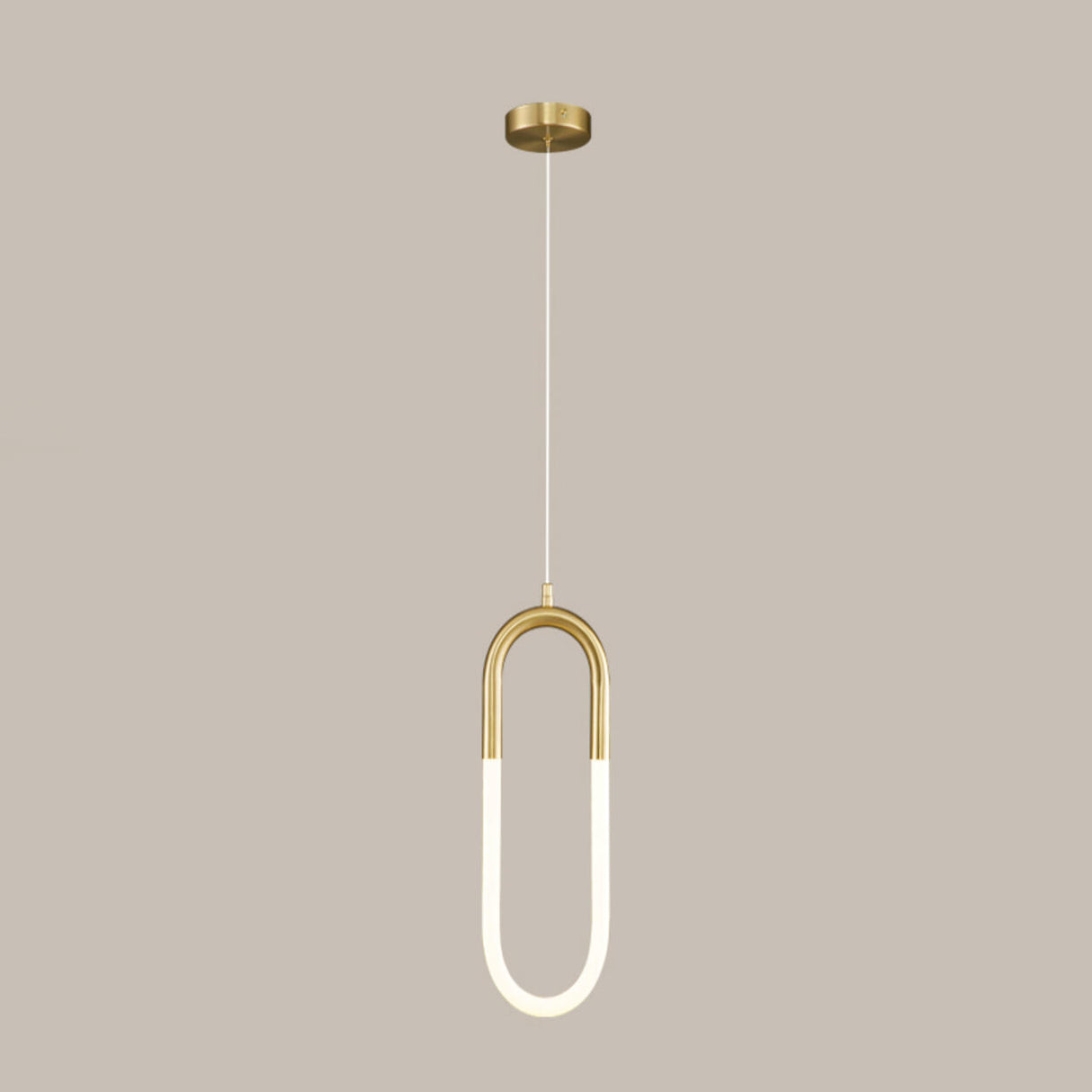 Modern Gold Oval Acrylic Bedroom LED Pendant Light Image - 2