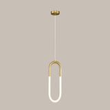 Modern Gold Oval Acrylic Bedroom LED Pendant Light Image - 2