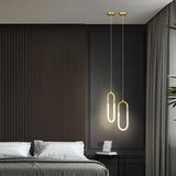 Modern Gold Oval Acrylic Bedroom LED Pendant Light Image - 3