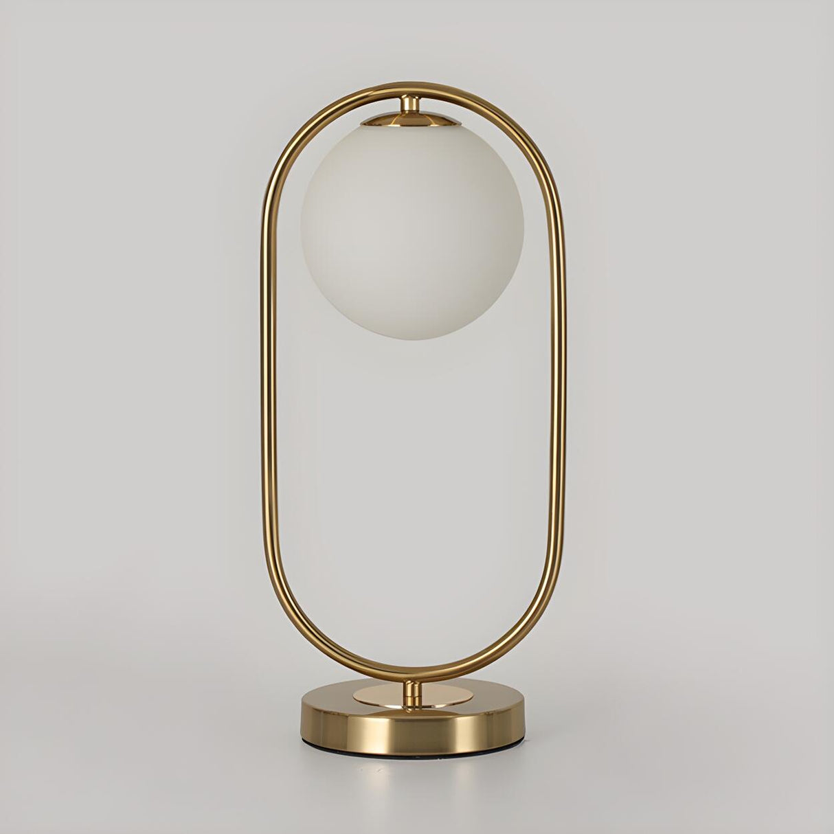 Modern Gold Oval Metal Frame White Globe Table Lamp Image - 10