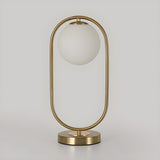 Modern Gold Oval Metal Frame White Globe Table Lamp Image - 10