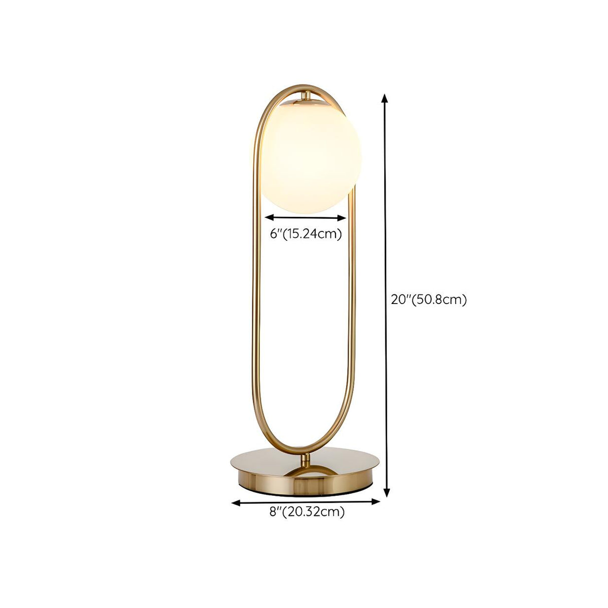 Modern Gold Oval Metal Frame White Globe Table Lamp Image - 17