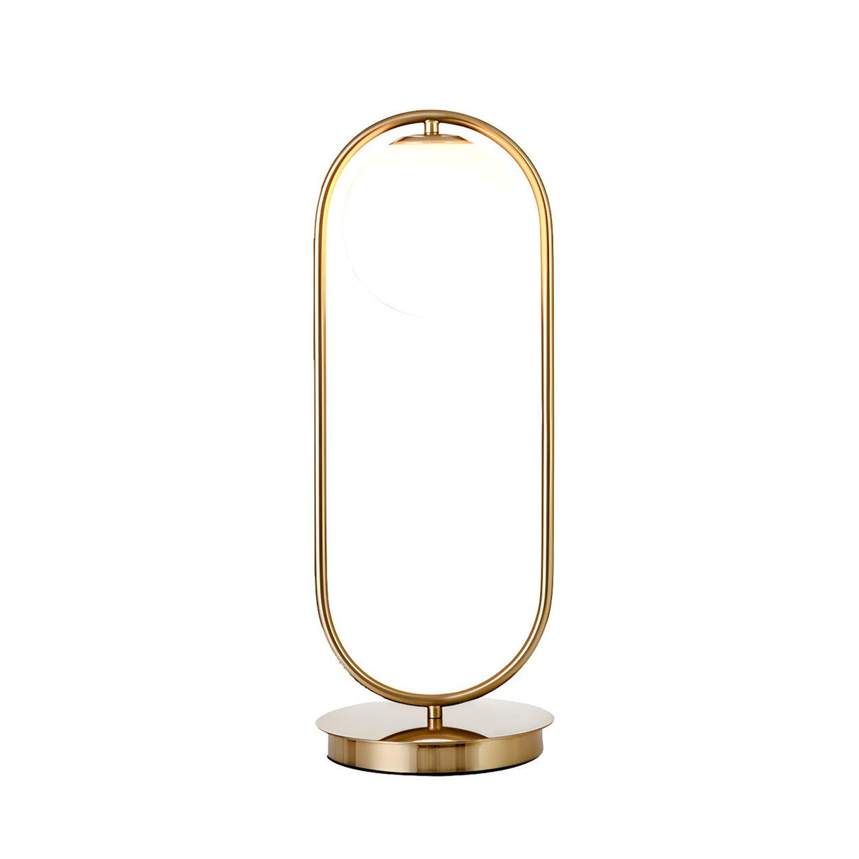 Modern Gold Oval Metal Frame White Globe Table Lamp Image - 5