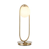 Modern Gold Oval Metal Frame White Globe Table Lamp Image - 6