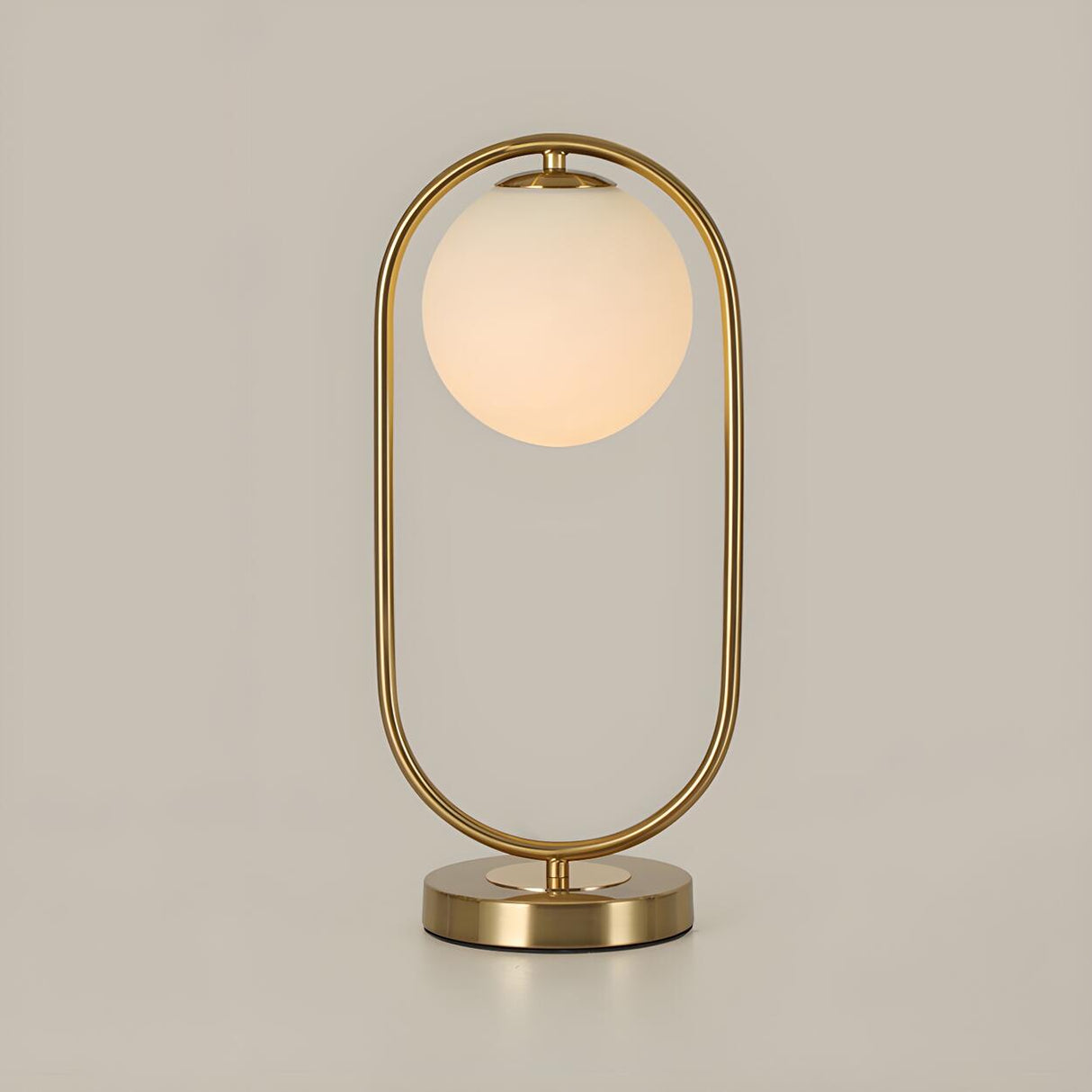 Modern Gold Oval Metal Frame White Globe Table Lamp Image - 9