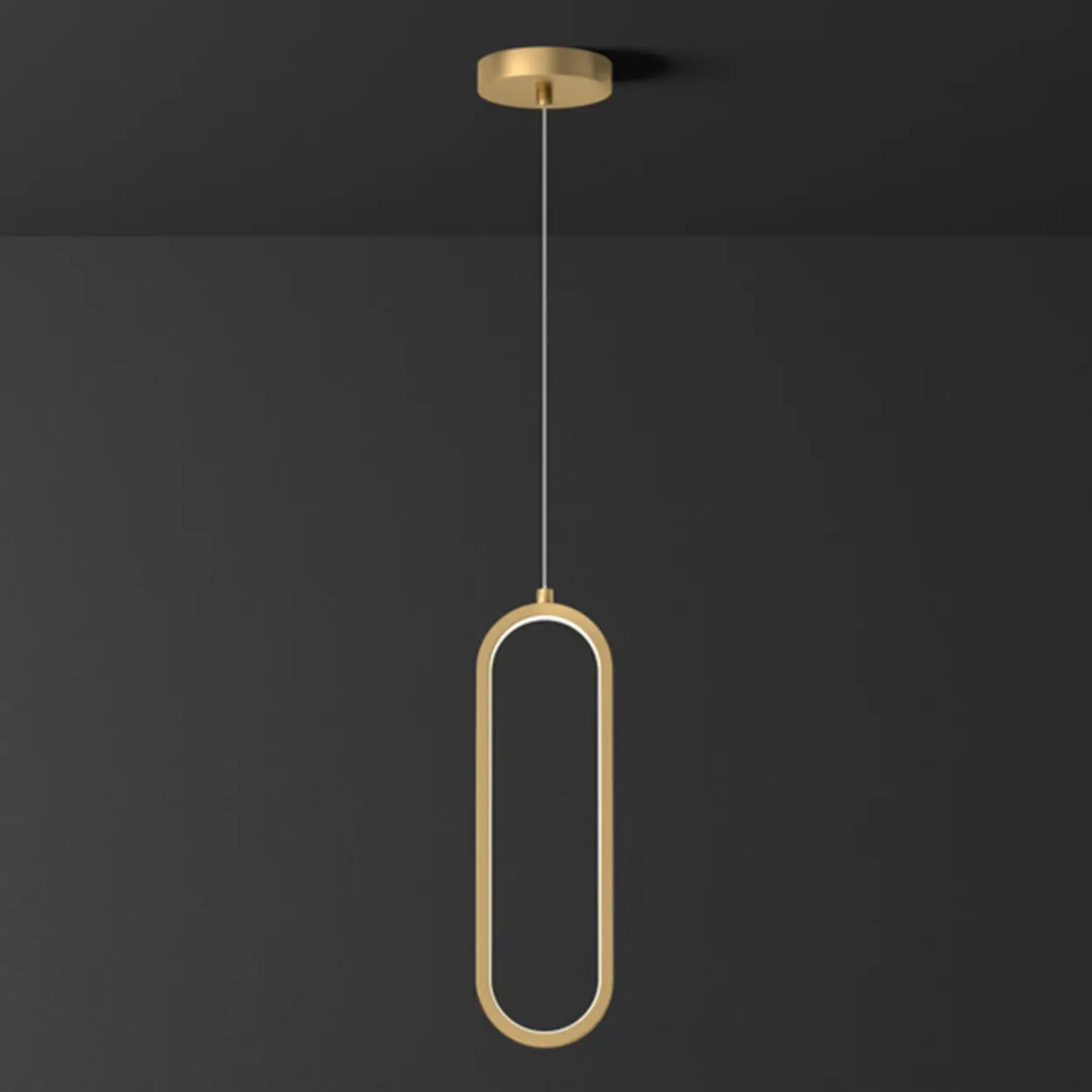 Modern Gold Oval Metal Pendant Light Dining Room Image - 11