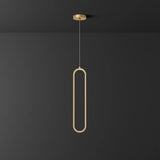 Modern Gold Oval Metal Pendant Light Dining Room Image - 13