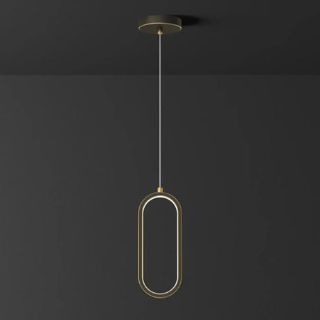 Modern Gold Oval Metal Pendant Light Dining Room Image - 2