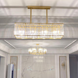 Modern Gold Rectangular Crystal Island Chandelier Light Image - 1