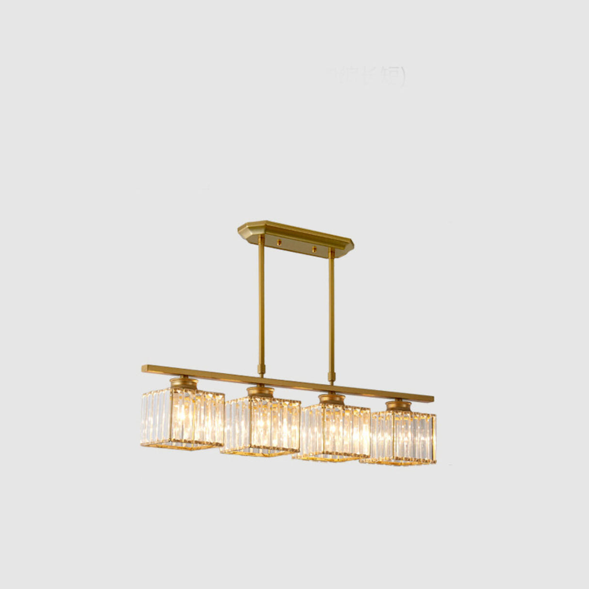 Modern Gold Rectangular Crystal Island Chandelier Light Image - 16