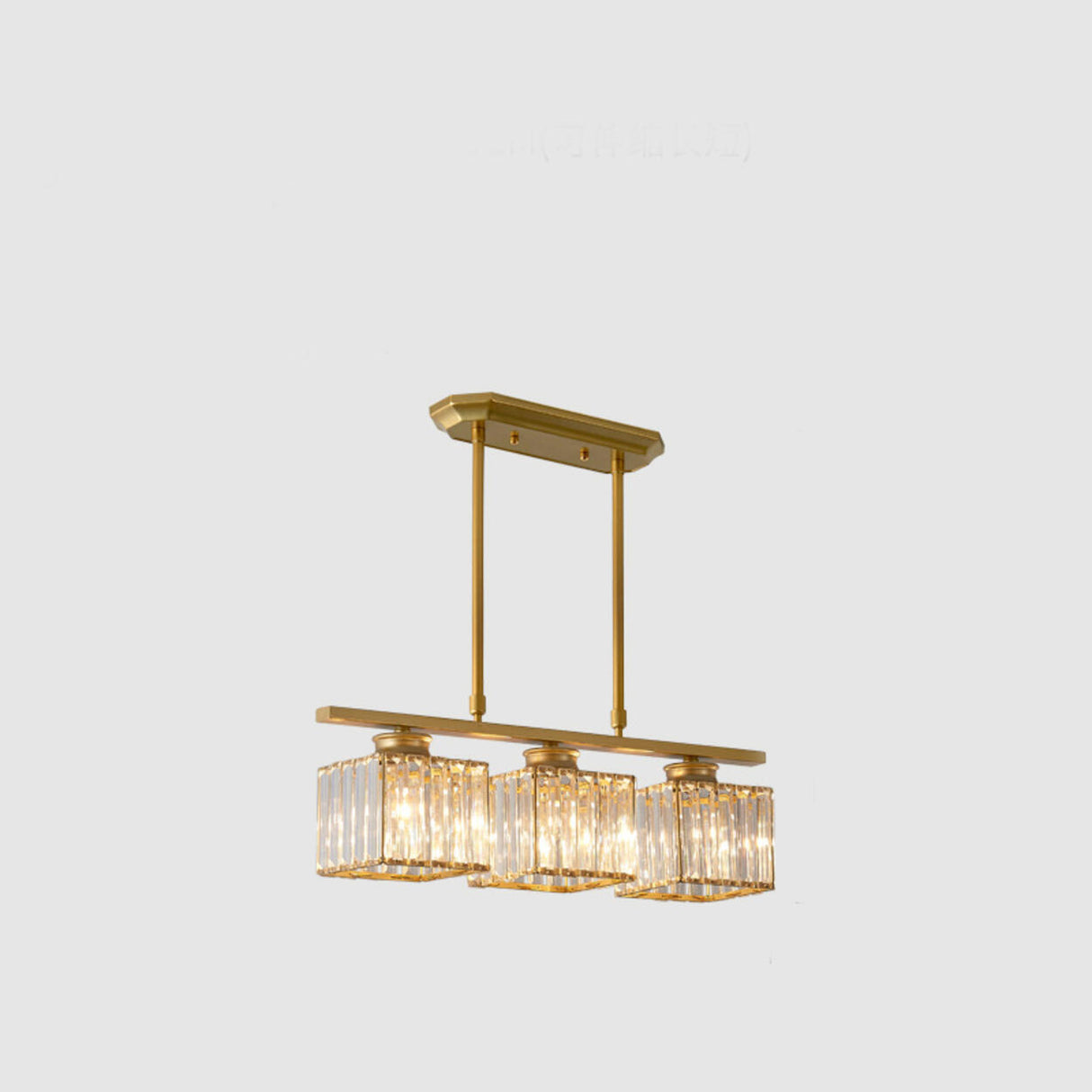 Modern Gold Rectangular Crystal Island Chandelier Light Image - 18