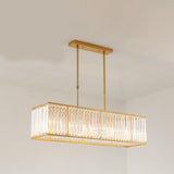 Modern Gold Rectangular Crystal Island Chandelier Light Image - 19