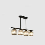 Modern Gold Rectangular Crystal Island Chandelier Light Image - 2