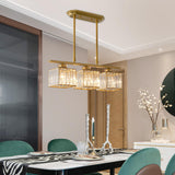 Modern Gold Rectangular Crystal Island Chandelier Light Image - 8