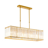 Modern Gold Rectangular Crystal Island Chandelier Light Image - 9