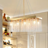 Modern Gold Rectangular Crystal Rod Pendant Chandelier Image - 2