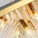 Modern Gold Rectangular Crystal Rod Pendant Chandelier Image - 3