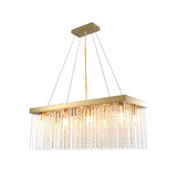 Modern Gold Rectangular Crystal Rod Pendant Chandelier Image - 4