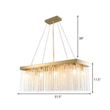 Modern Gold Rectangular Crystal Rod Pendant Chandelier Image - 6