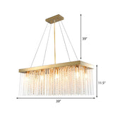 Modern Gold Rectangular Crystal Rod Pendant Chandelier Image - 7