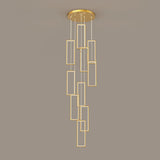 Modern Gold Rectangular Frame Kitchen Island Pendant Light Image - 11