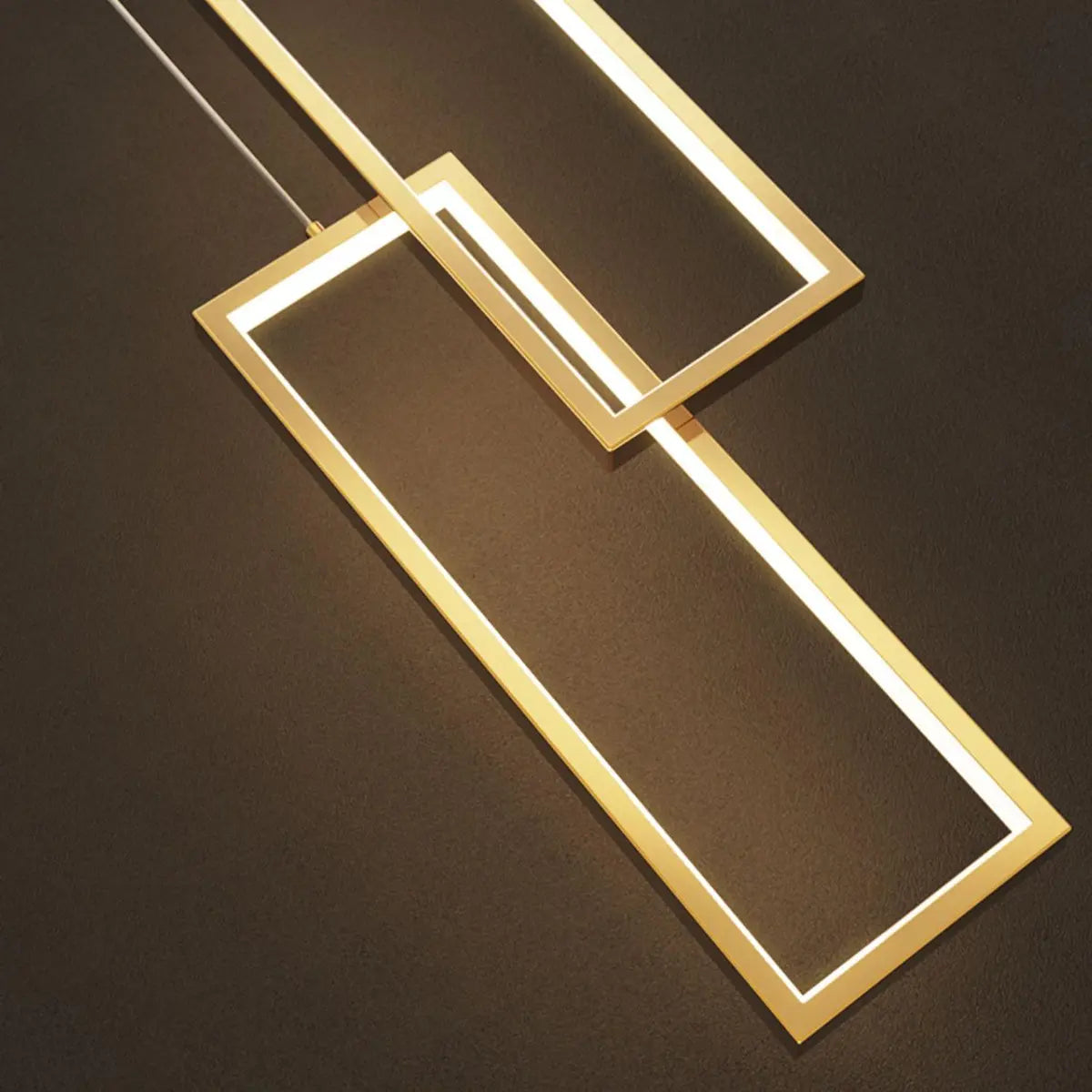 Modern Gold Rectangular Frame Kitchen Island Pendant Light Image - 14