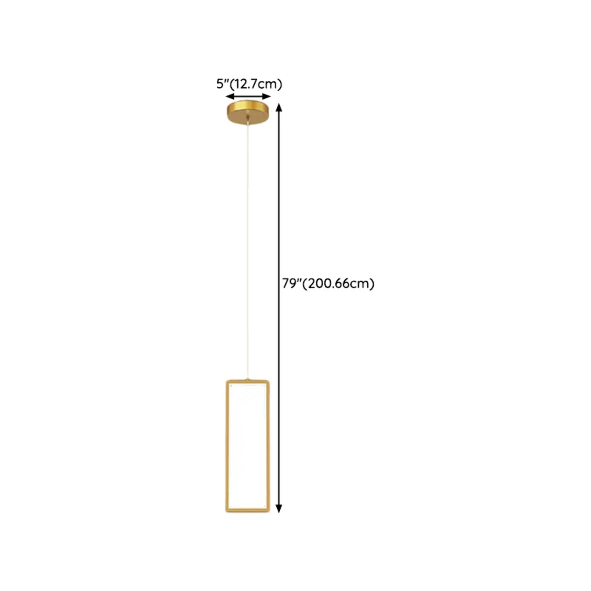 Modern Gold Rectangular Frame Kitchen Island Pendant Light 