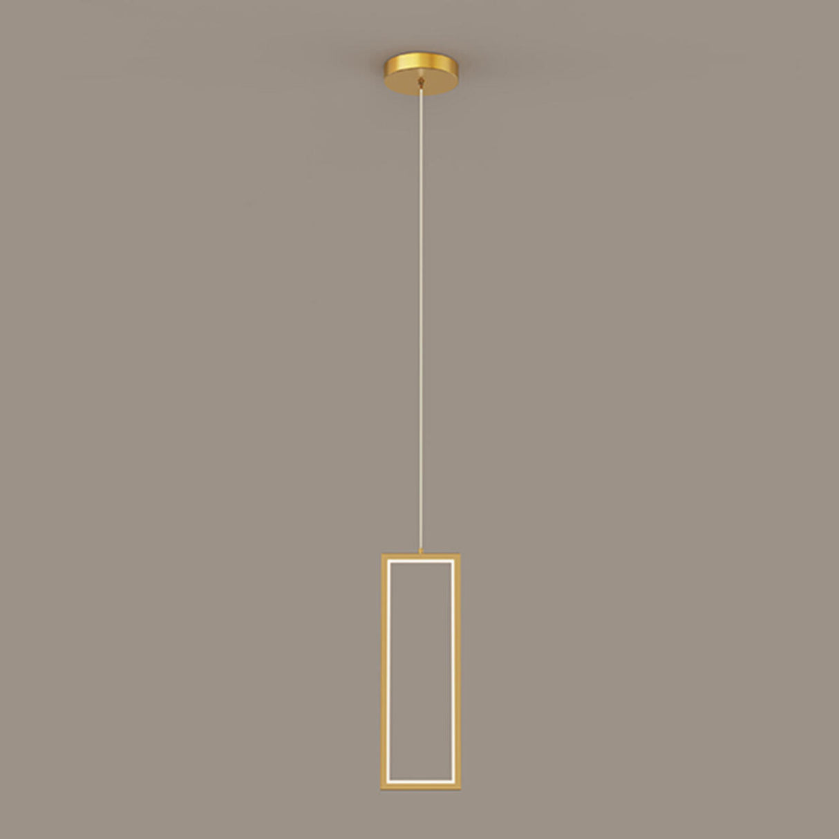 Modern Gold Rectangular Frame Kitchen Island Pendant Light Image - 2