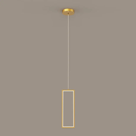 Modern Gold Rectangular Frame Kitchen Island Pendant Light Image - 2