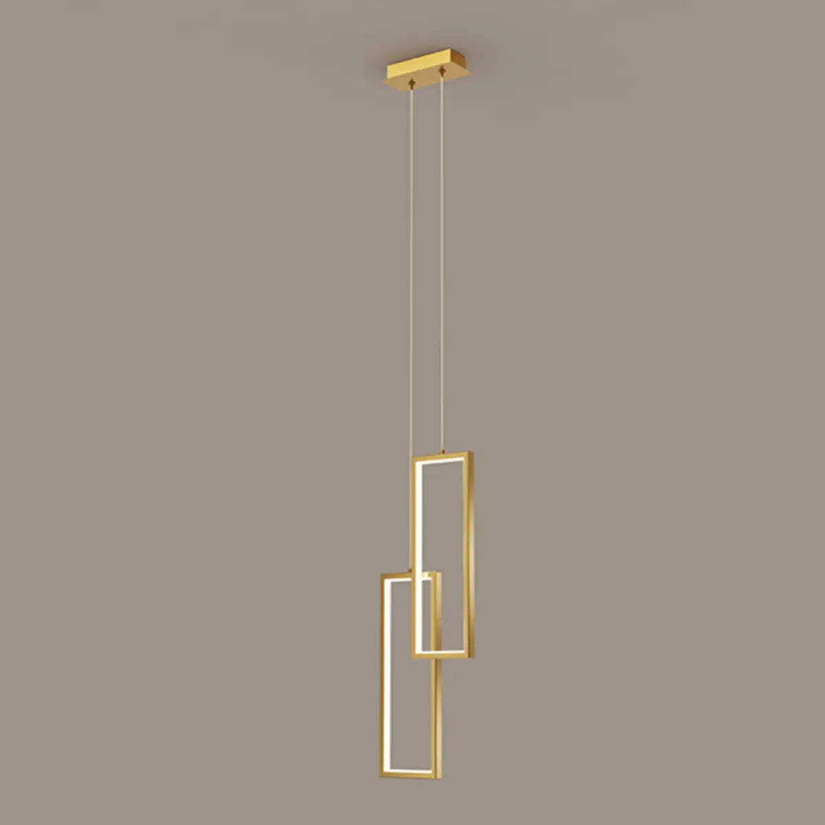 Modern Gold Rectangular Frame Kitchen Island Pendant Light Image - 3