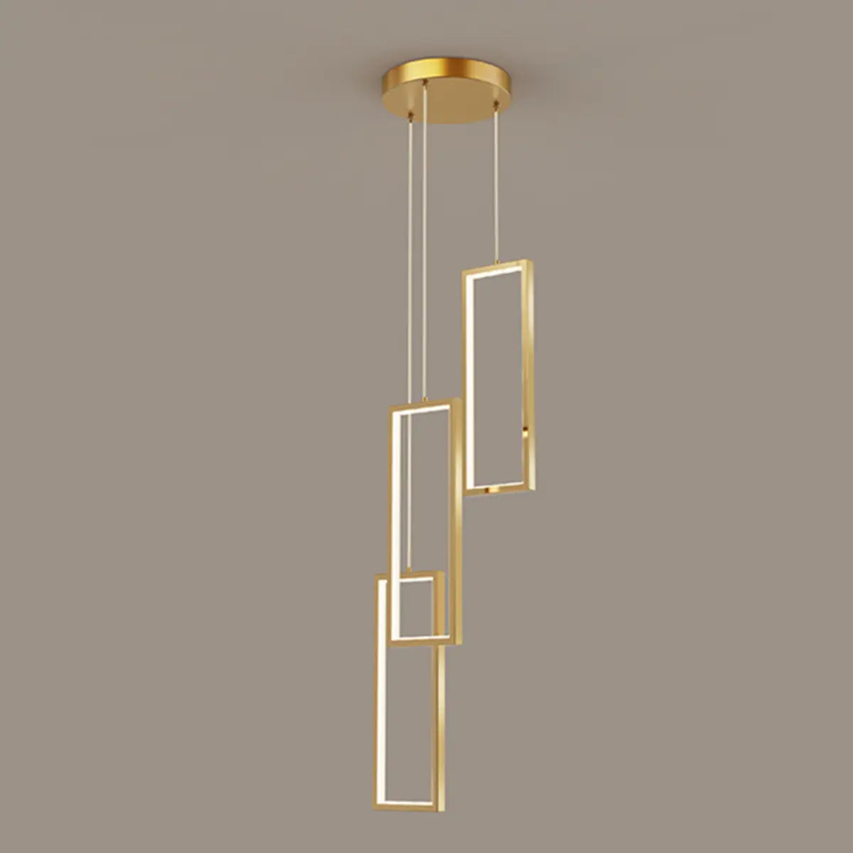 Modern Gold Rectangular Frame Kitchen Island Pendant Light Image - 5