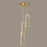 Modern Gold Rectangular Frame Kitchen Island Pendant Light Image - 5