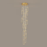 Modern Gold Rectangular Frame Kitchen Island Pendant Light Image - 15