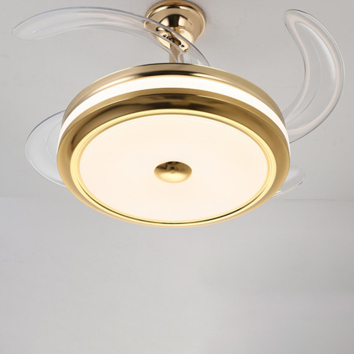 Modern Gold Retractable Chandelier Fan with Light Image - 10