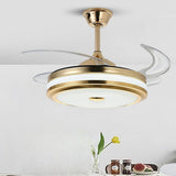 Modern Gold Retractable Chandelier Fan with Light Image - 14