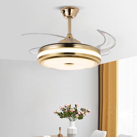 Modern Gold Retractable Chandelier Fan with Light Image - 2