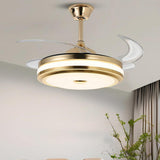 Modern Gold Retractable Chandelier Fan with Light Image - 3