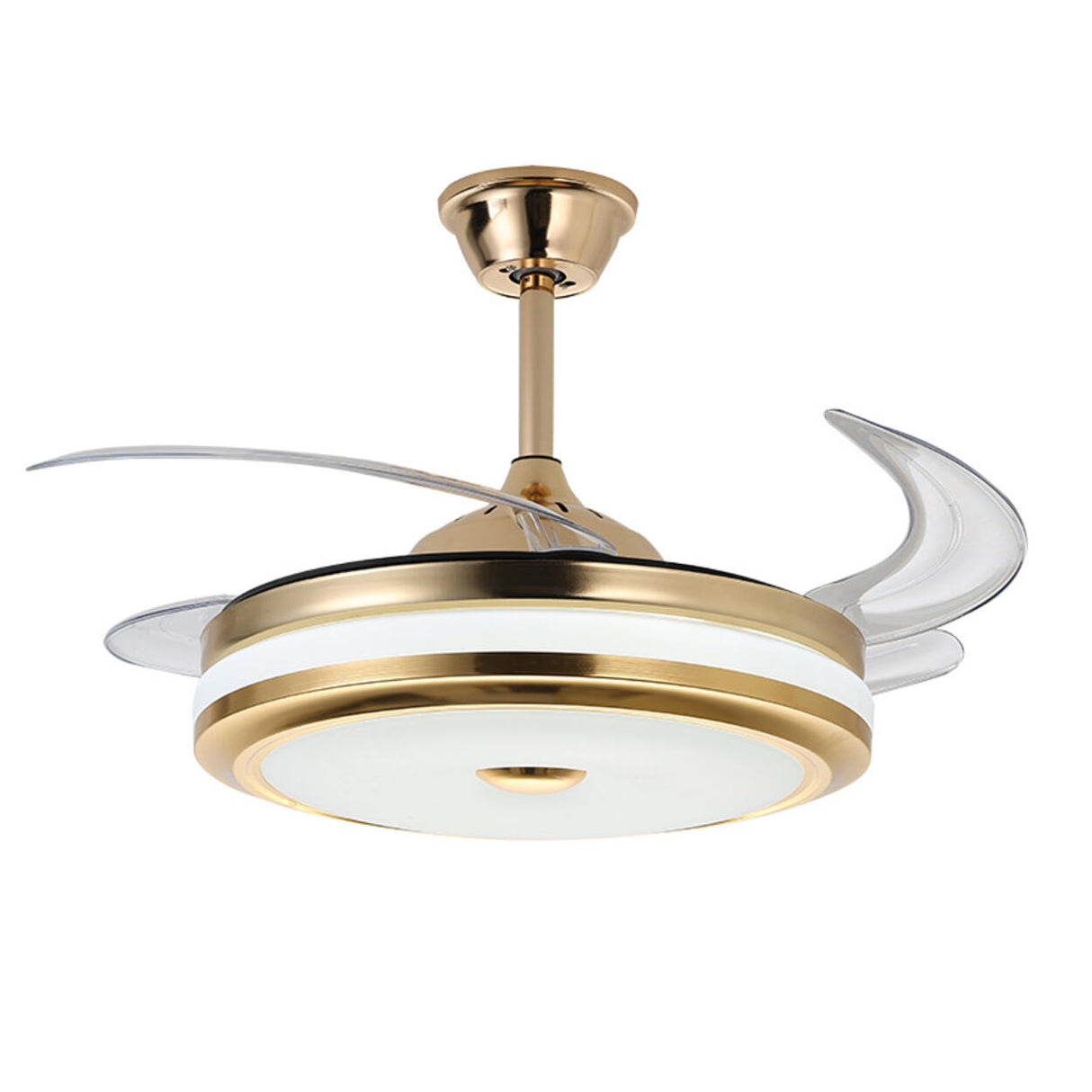 Modern Gold Retractable Chandelier Fan with Light Image - 5