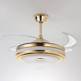 Modern Gold Retractable Chandelier Fan with Light Image - 9